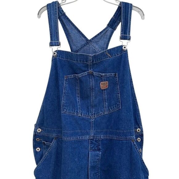 GUESS JEANS USA Workwear Overalls Shorts Men's XXL Blue Denim American Tradition - Picture 2 of 13